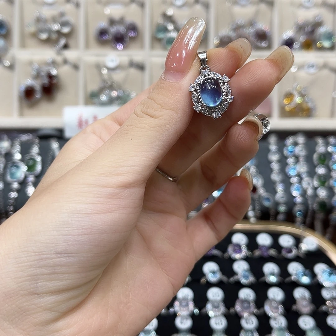 蛇纹石玉银S925镶嵌戒指