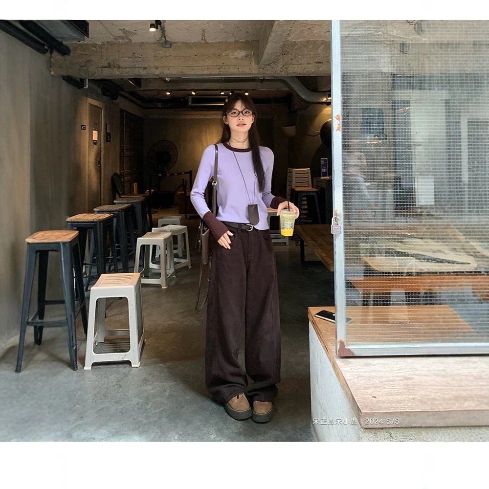 6924 美拉德风穿搭灯芯绒直筒休闲裤女高腰显瘦阔腿长裤