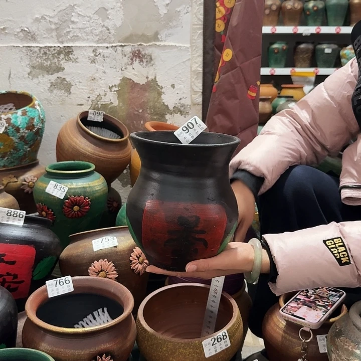 瑕疵彩绘福袋907高度20口径15