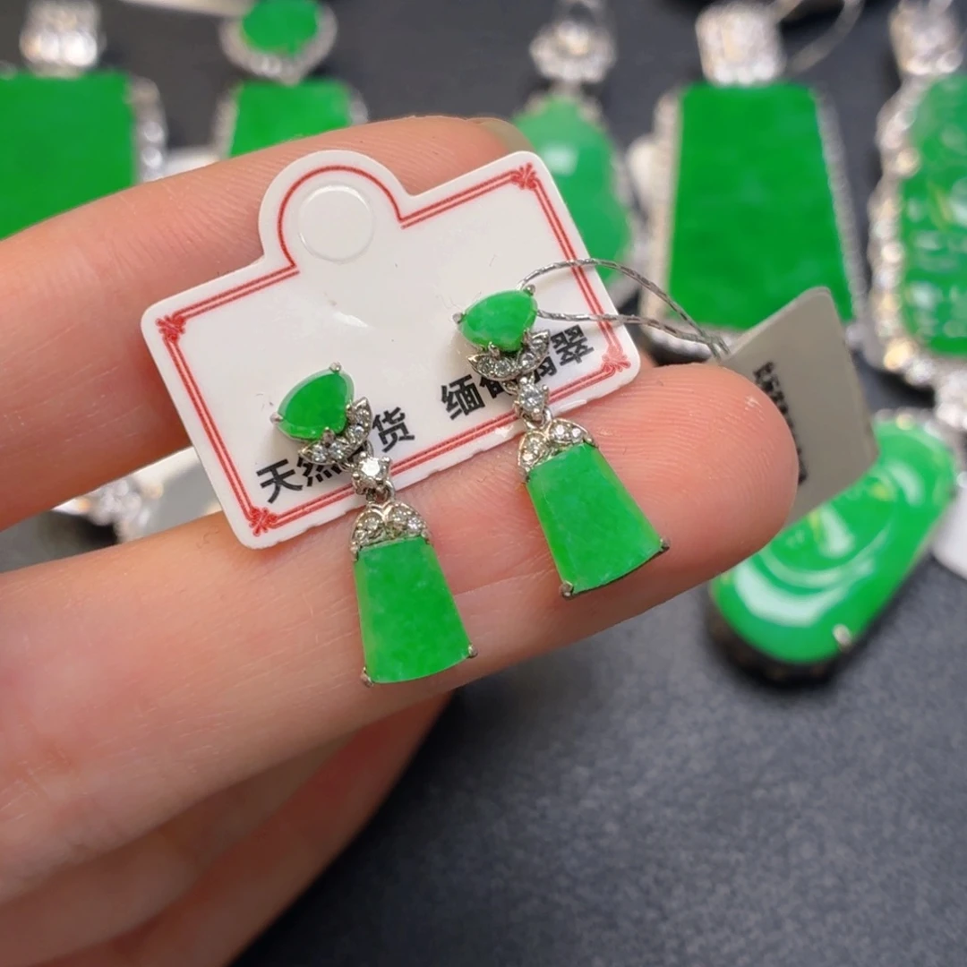 翡翠银S925镶嵌吊坠(不含链)耳坠
