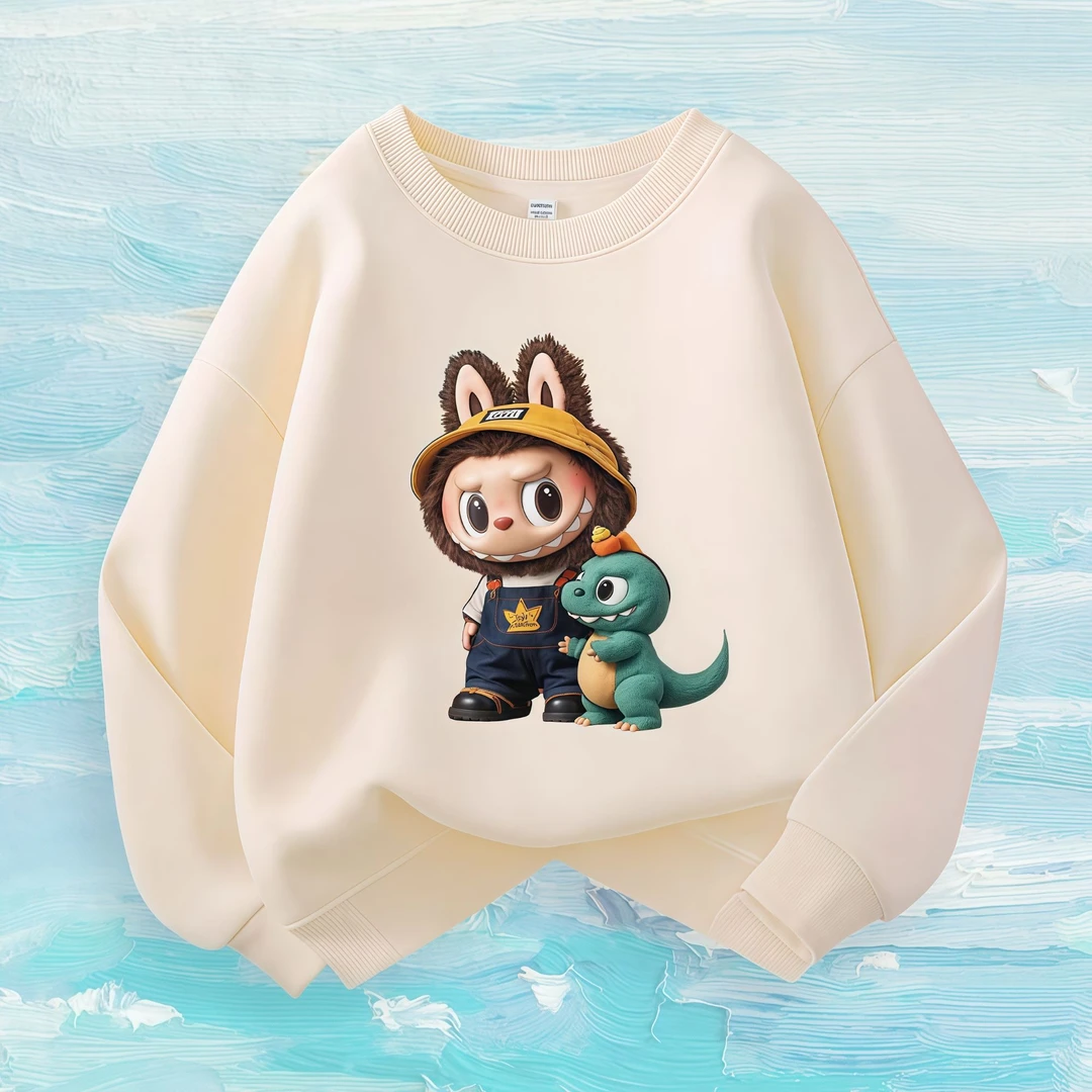 2025新款童装春秋卡通labubu拉布布时尚纯棉圆领卫衣百搭男女儿童
