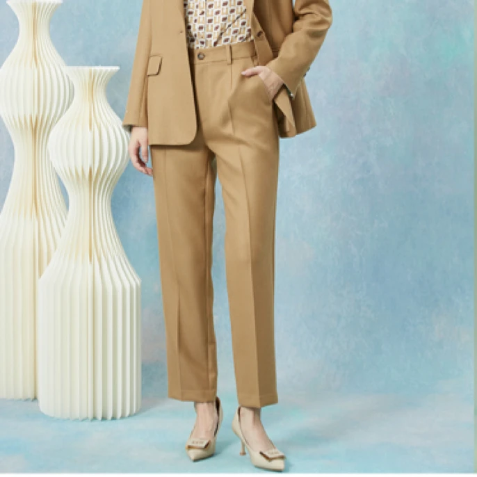 知臣驼色小脚西裤26233618
