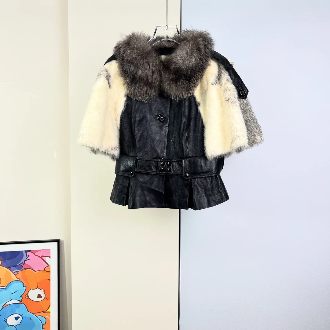 99新  拼接皮草外套/L码/Xspr3522