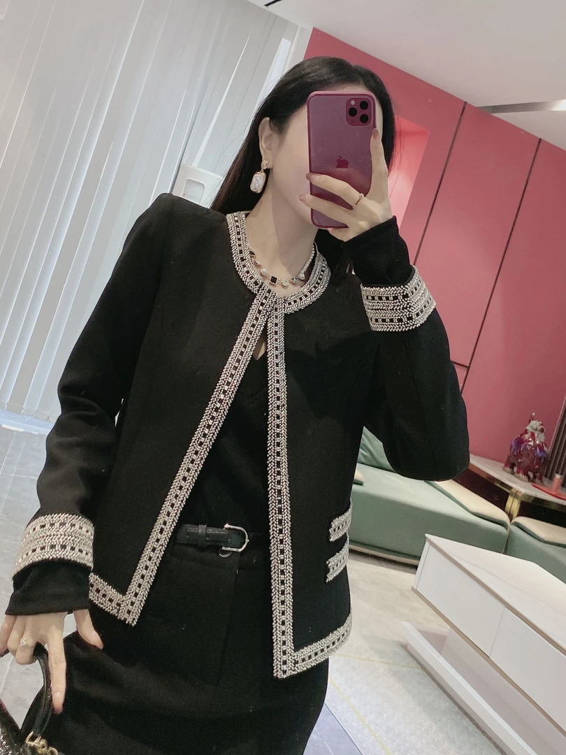重工钉珠西装外套黑色99998