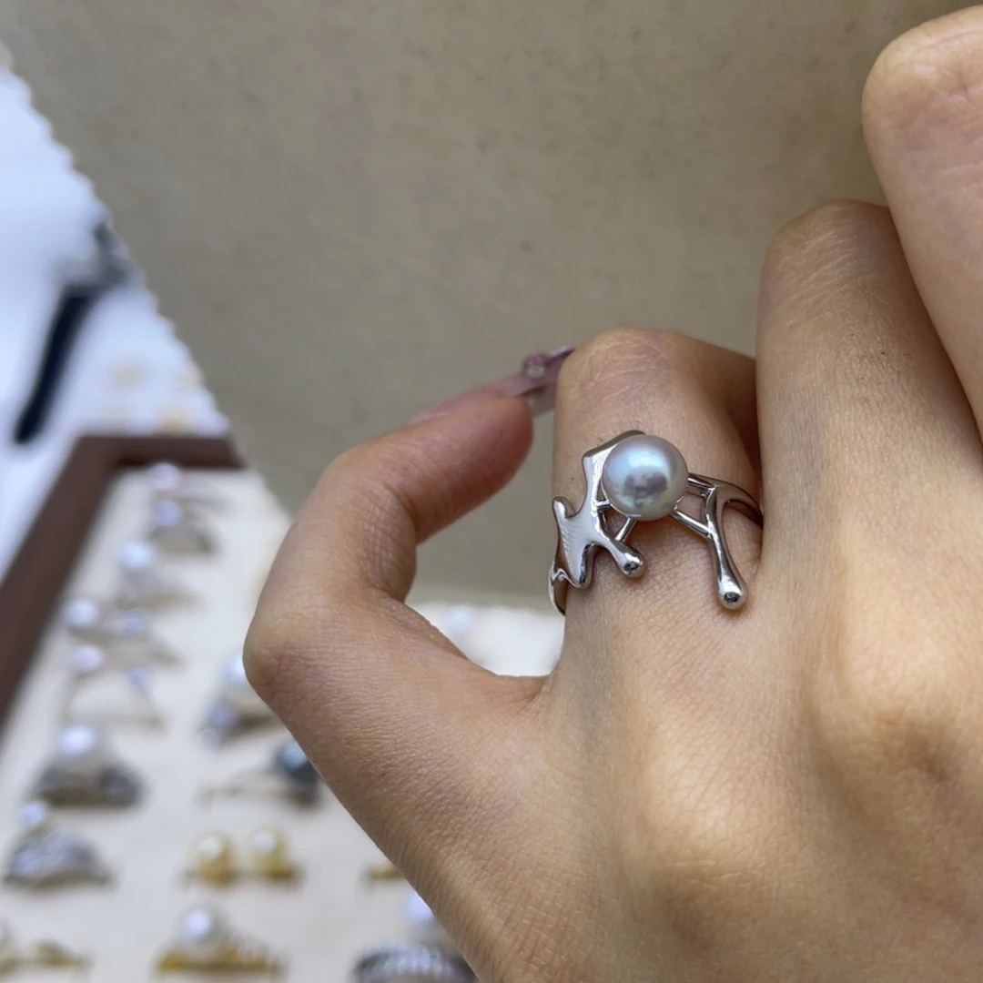 银S925镶嵌海水珍珠戒指