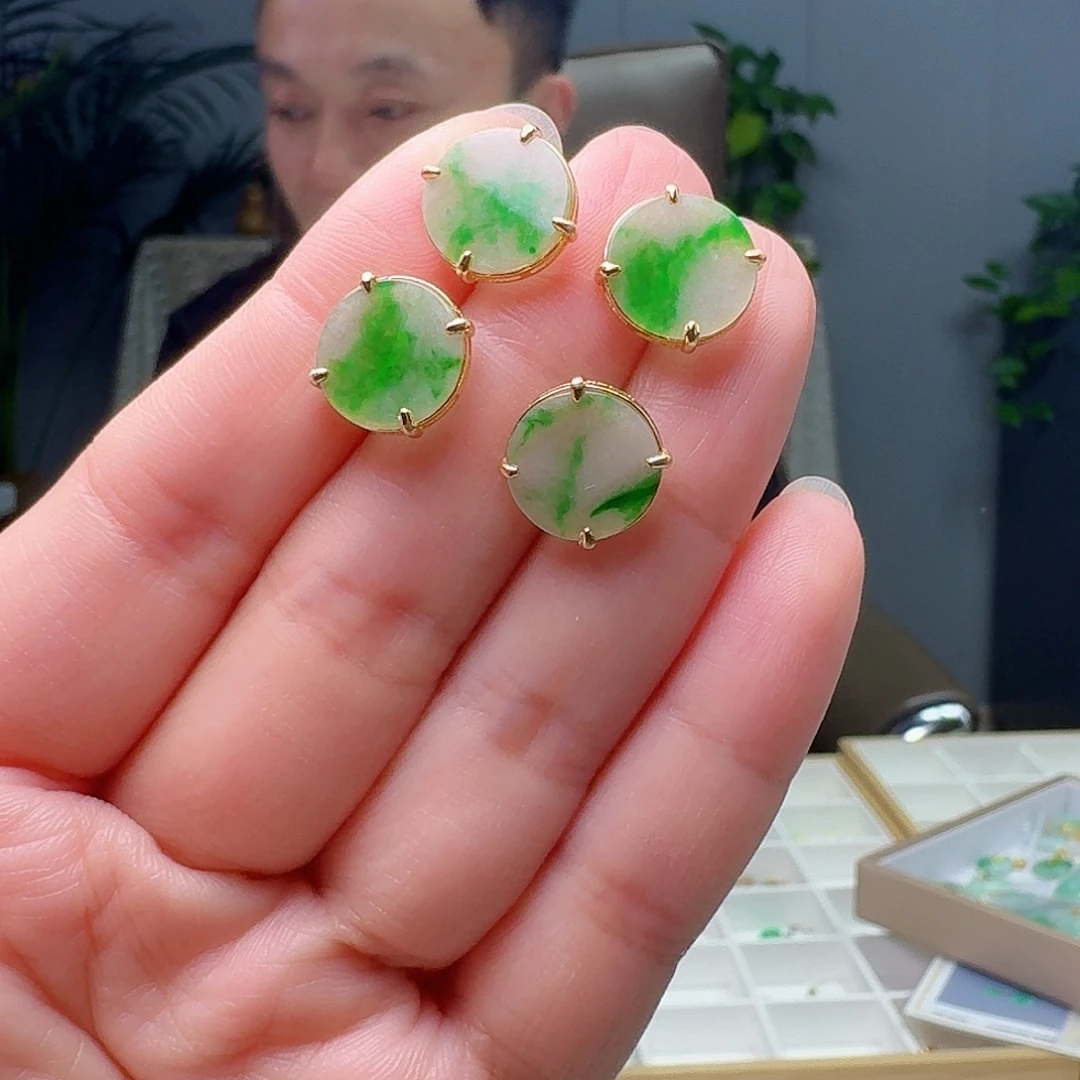 翡翠银S925镶嵌耳饰多样性发货其一