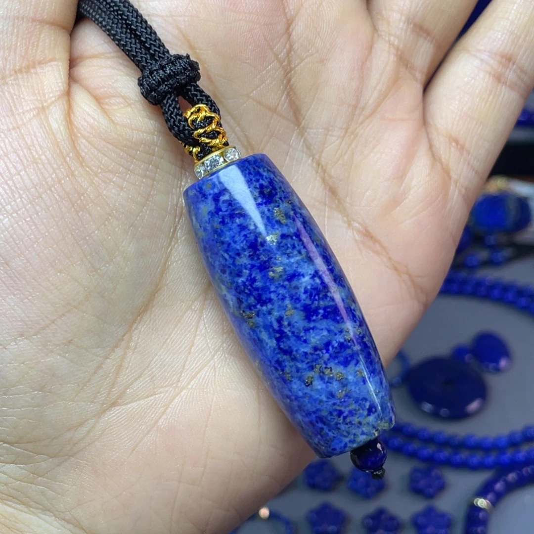 青金石未镶嵌19× 46mm古珠吊坠