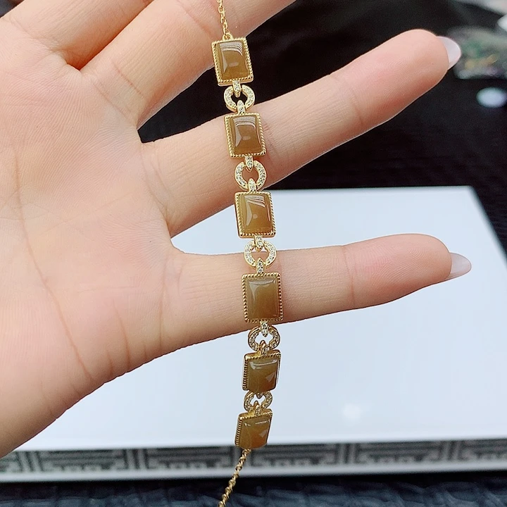 手链银S925镶嵌和田玉