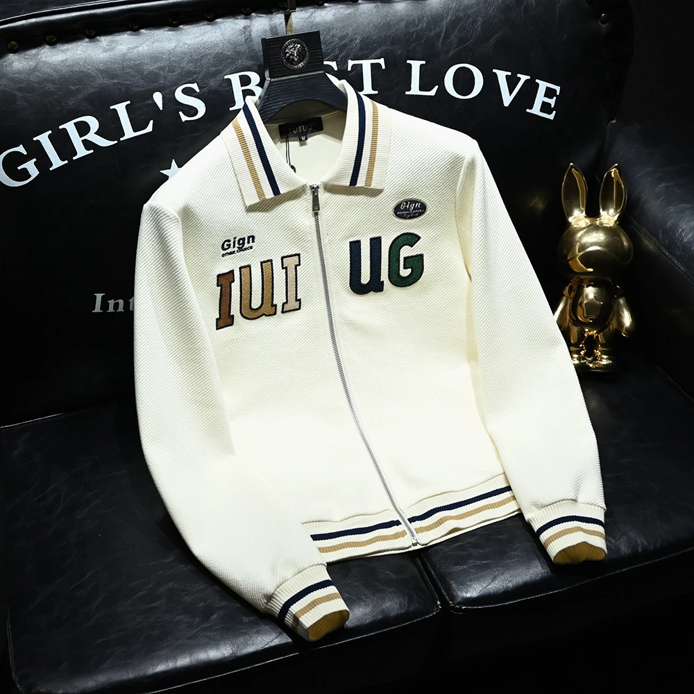 轻奢高品质刺绣卫衣外套男2025春秋新款潮流时尚帅气格子青年上衣