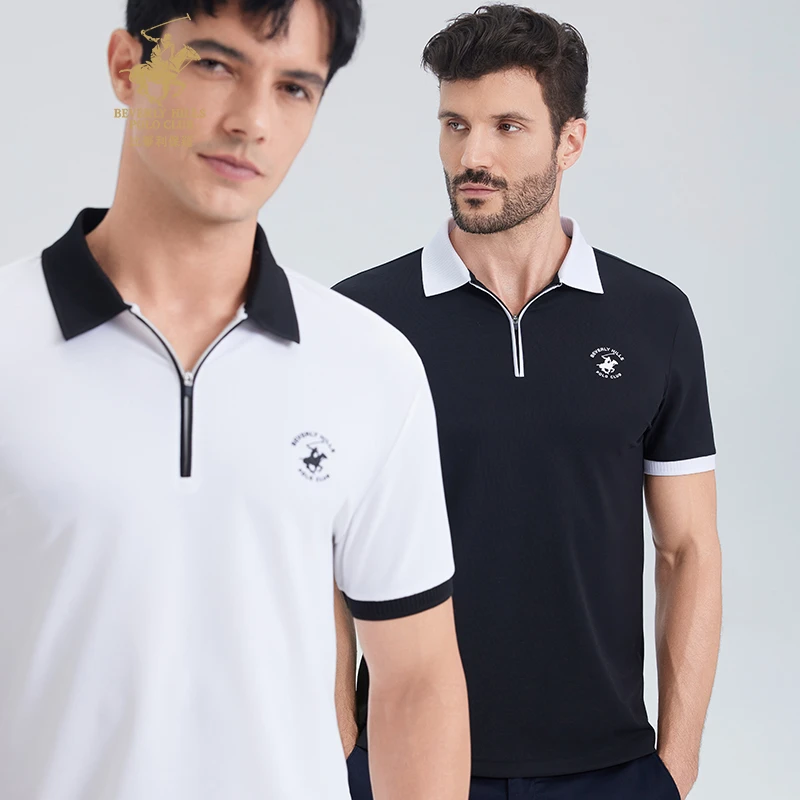 比华利保罗 2025春夏新款男士休闲短袖翻领简约时尚刺绣Polo衫