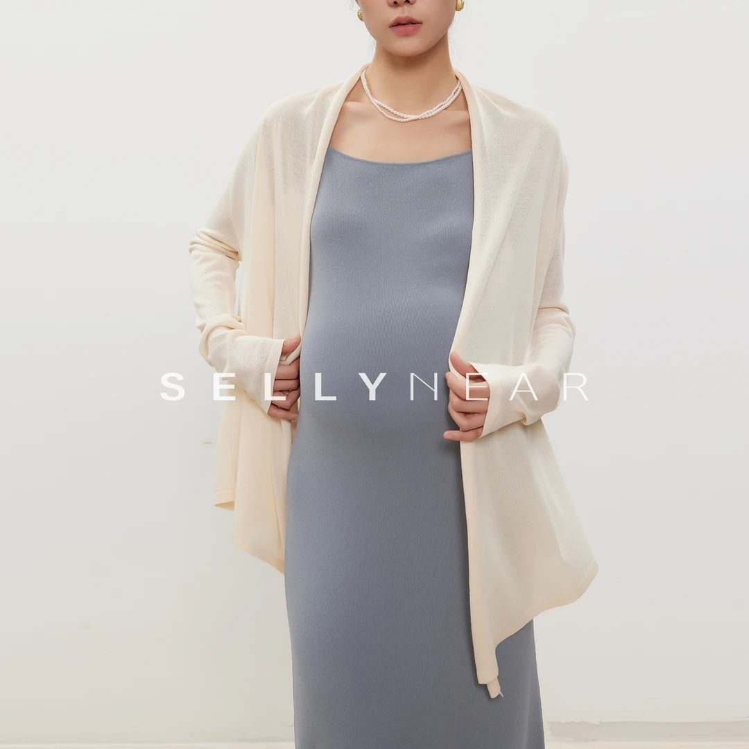 SELLYNEAR孕妇装2025新款秋季针织衫时尚宽松慵懒风轻薄开衫外套