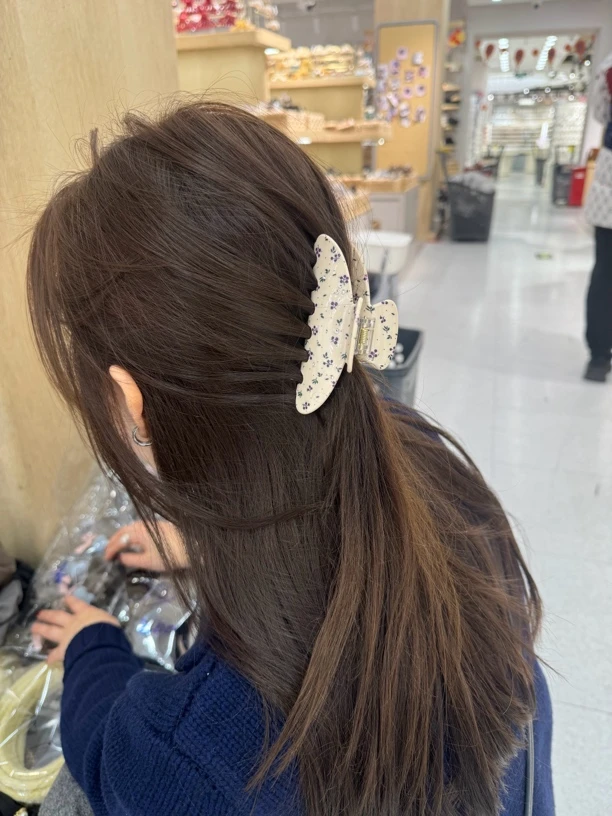 蓝碎花抓夹醋酸夹力紧