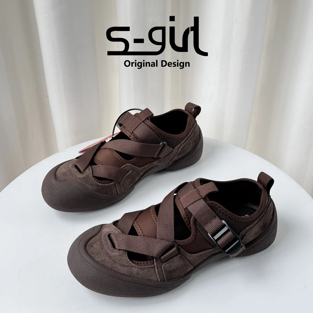 SGIRL TWTW透气搭扣休闲运动鞋2025新款镂空百搭不累脚户外女鞋潮