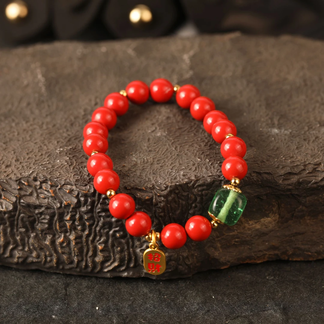 含辰砂工艺品8mm女款【招财纳福】高含量朱砂手串