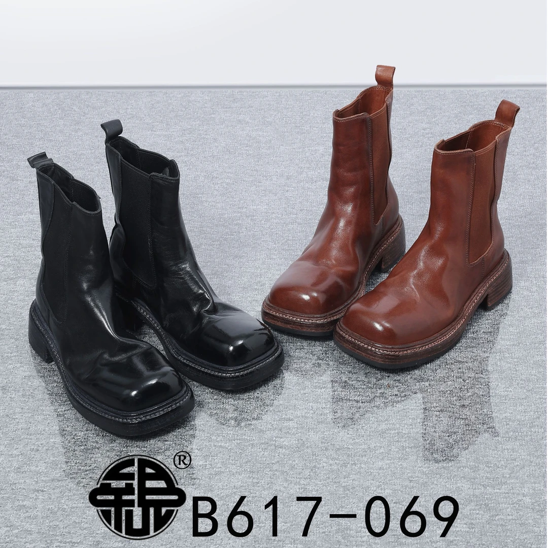 （珊依蔲）孤品 现货  水洗马皮女鞋2025年新款百搭时尚休闲复古