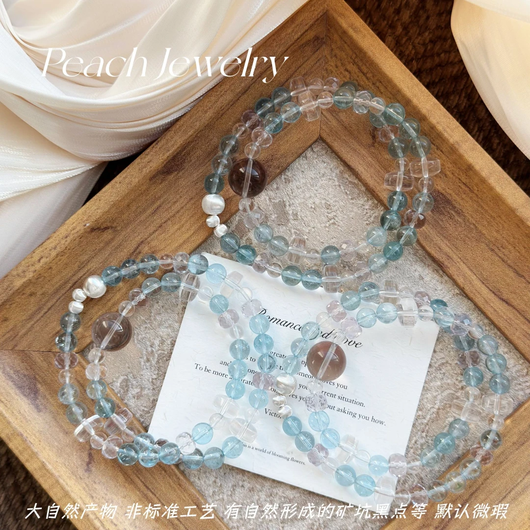 《冰川情书》托帕石白水晶双圈银手链 TJ477 多样性发一颜色微差