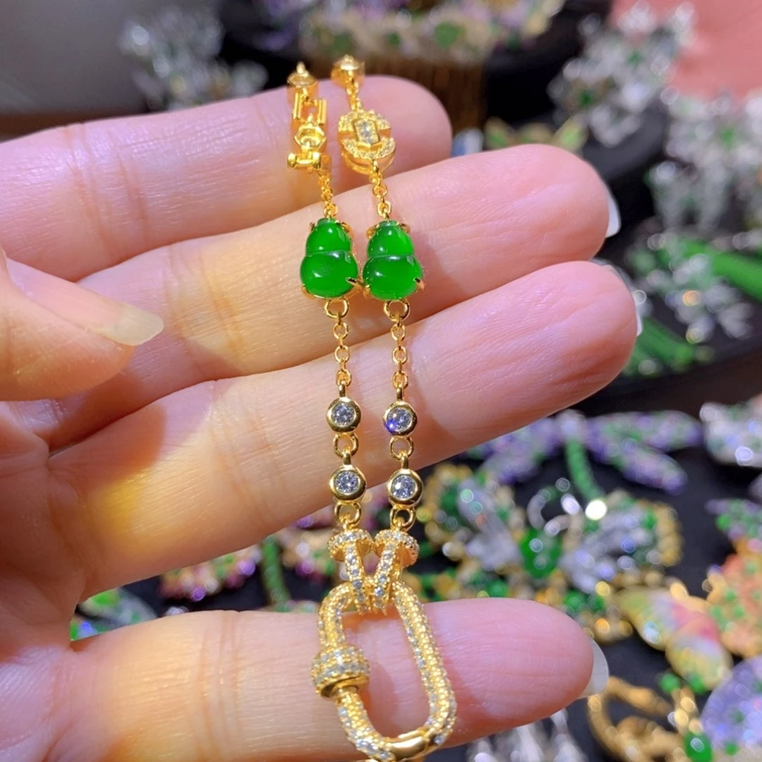 吊坠(不含链)银S925镶嵌翡翠