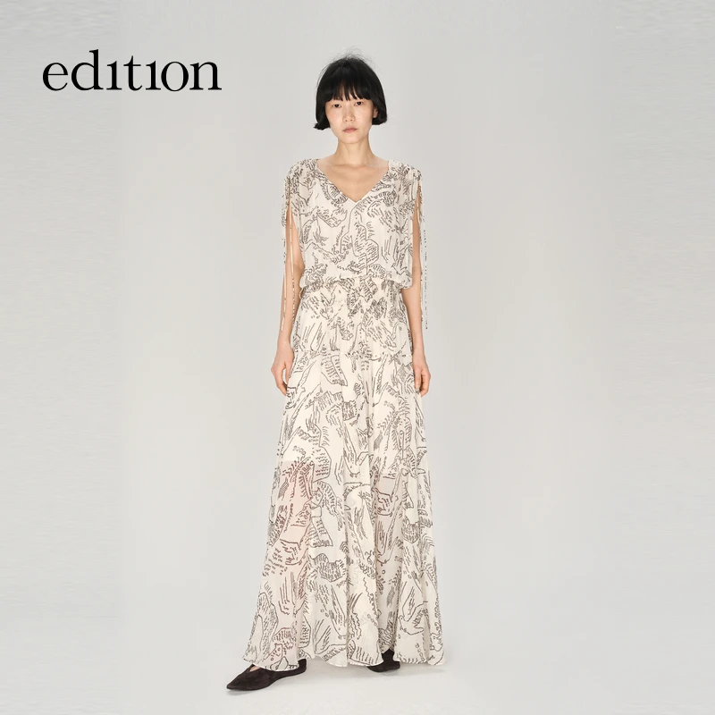 【E+轻生活系列】edition2025秋季新款艺术印花连衣裙#EBE3DRS069