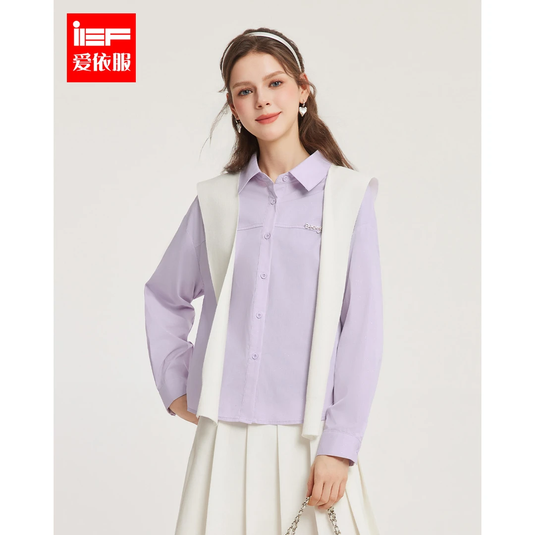 IEF/爱依服上衣2025秋季新款韩版简约纯色慵懒风显瘦衬衫欧若风