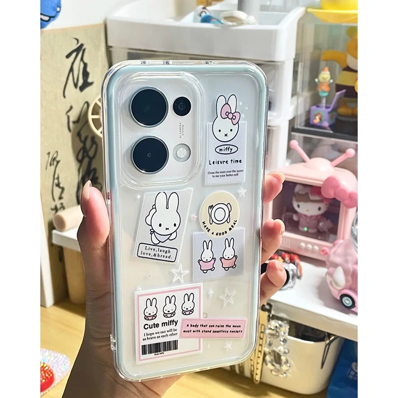 雅天立英文标签小兔适用iPhone16手机壳苹果1415华为vivo小米oppo