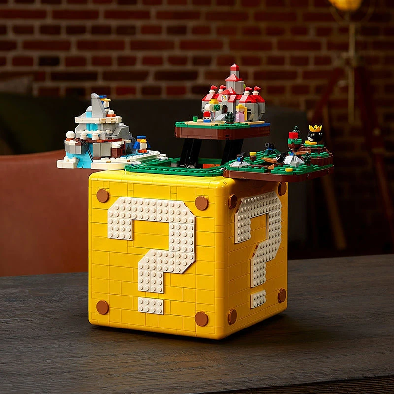 超级玛丽经典马里奥玩具问号箱盒积木男女孩拼装模型摆件