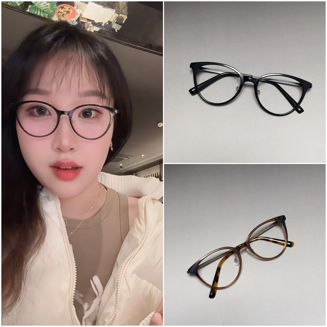 【2A56β钛】超轻眼镜微猫眼超轻韩版52-18-145