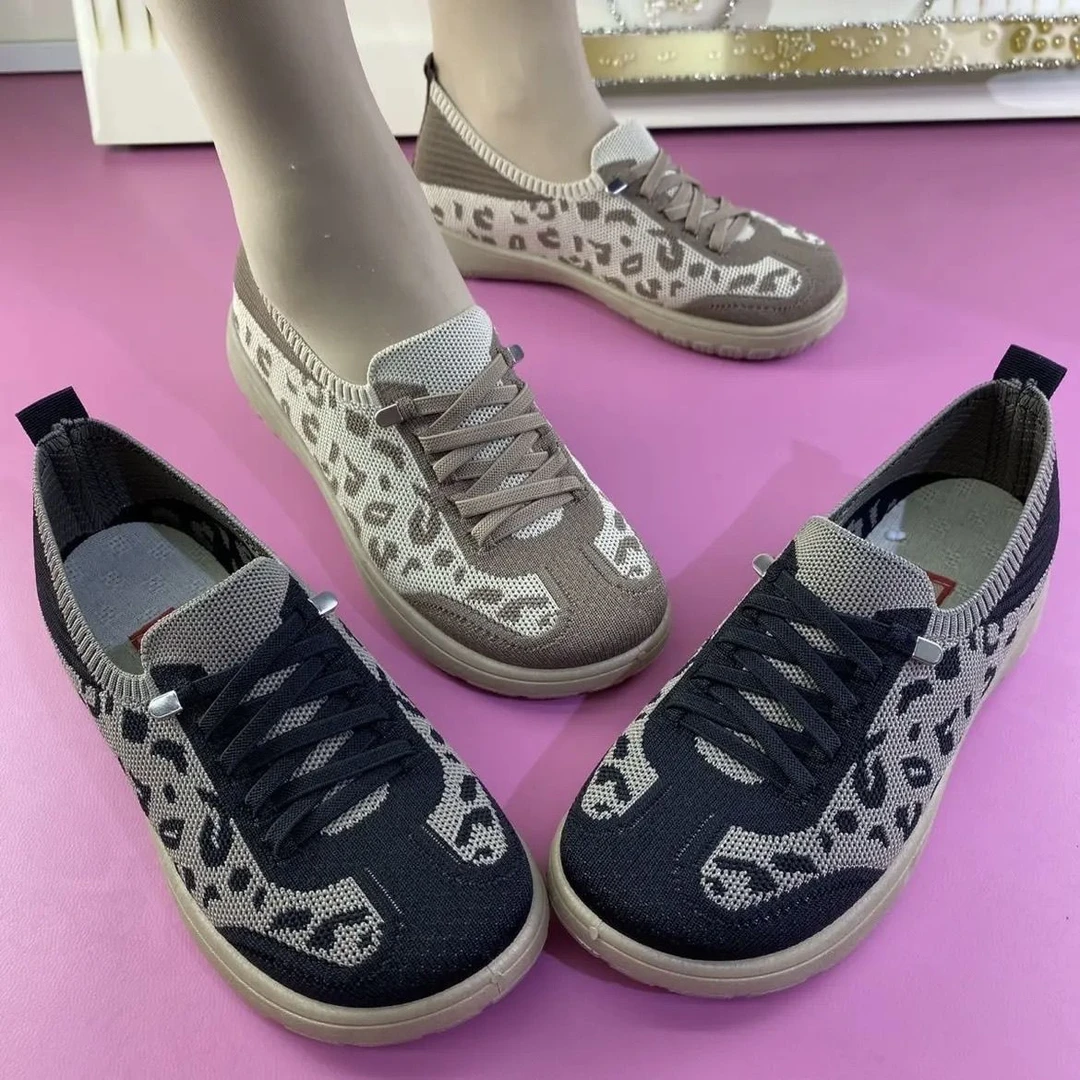 2025春季新款豹纹德训鞋软底防滑休闲女鞋轻便舒适透气老北京布鞋