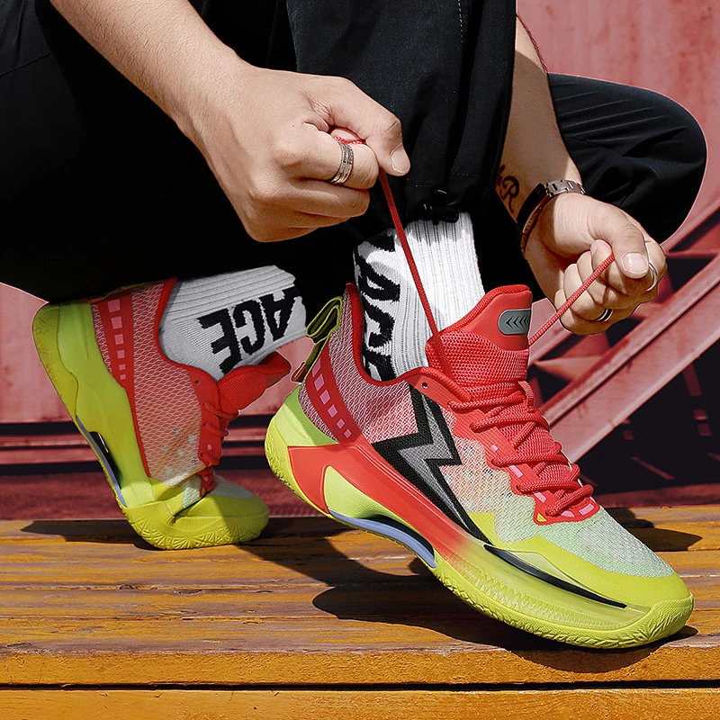 篮球鞋新款厚底耐磨球鞋青少年潮鞋休闲网面透气运动鞋