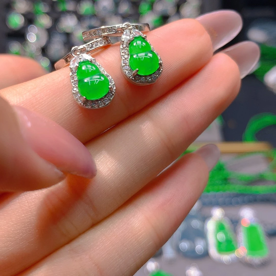 翡翠未镶嵌耳饰天然翡翠