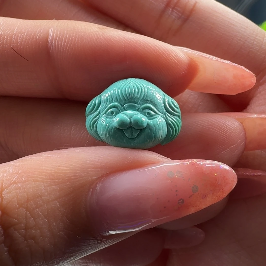 绿松石未镶嵌吊坠(不含链)小狗头