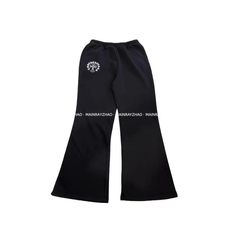 『MAINRAY ZHAO』美式复古梵文印花松紧腰宽松休闲百搭加绒微喇裤