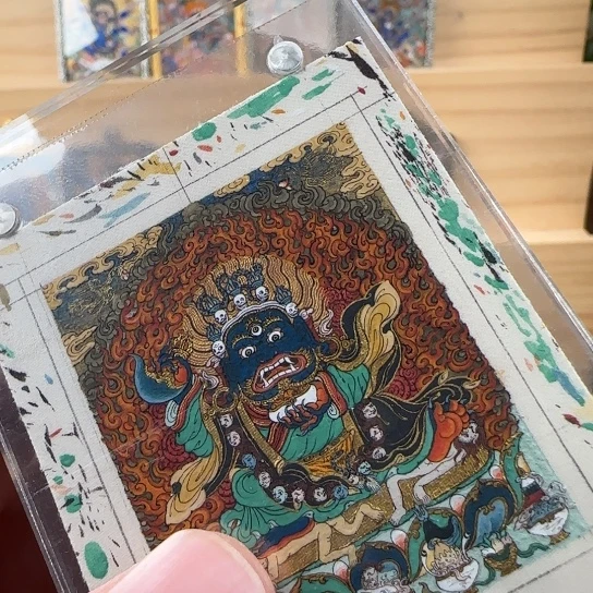 吊坠纯手绘小唐卡黑袍