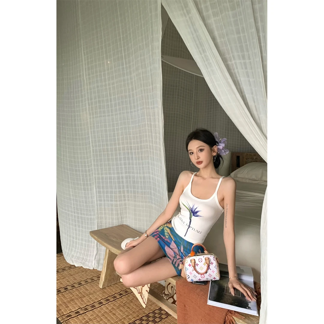 洋气纯欲气质辣妹吊带背心半身裙套装#22629