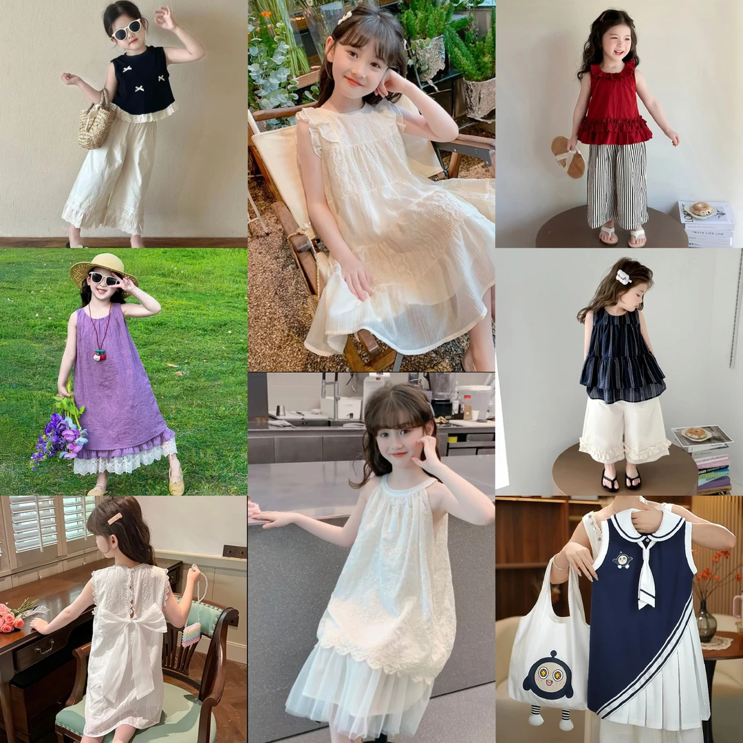 女童连衣裙夏季2025新款儿童裙子夏装韩版女孩公主裙集合