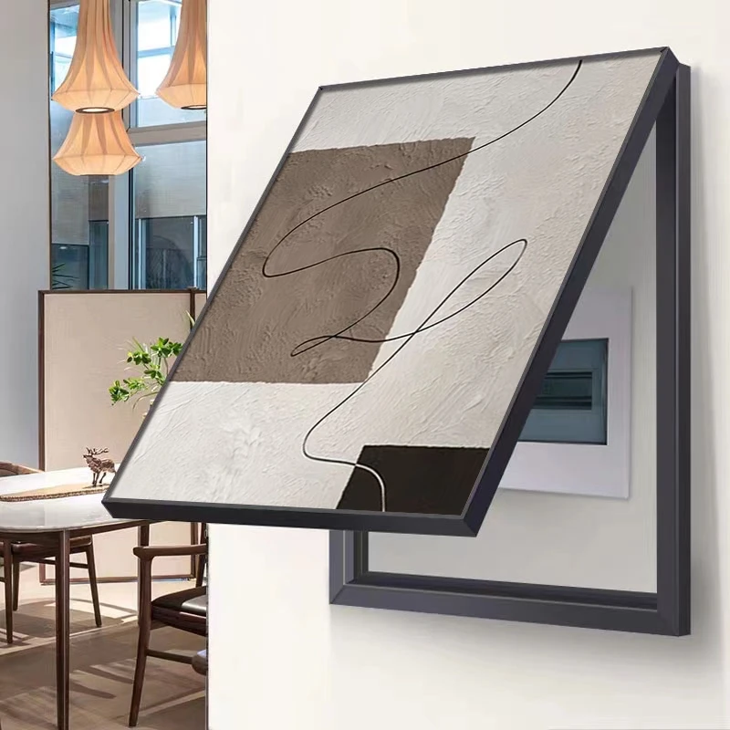 简约电表箱装饰画液压杆设计遮挡入户客厅餐厅电闸开关盒挂画