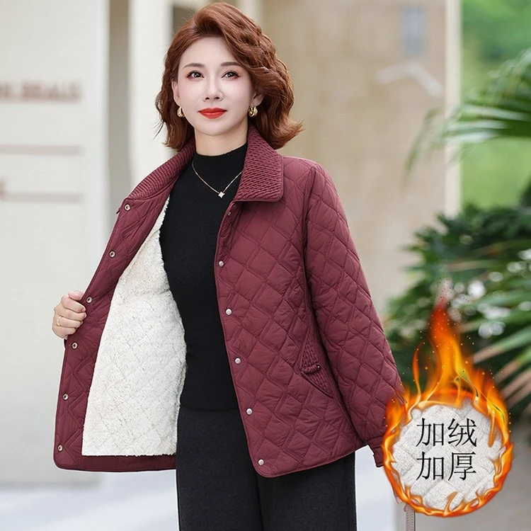 妈妈秋冬装洋气棉服中年女装新款棉袄中老年过年衣服加厚棉衣外套