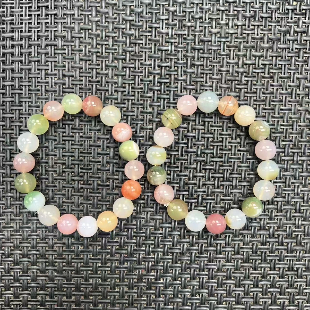 天然多彩玛瑙手串圆珠卡8左右拍一发一