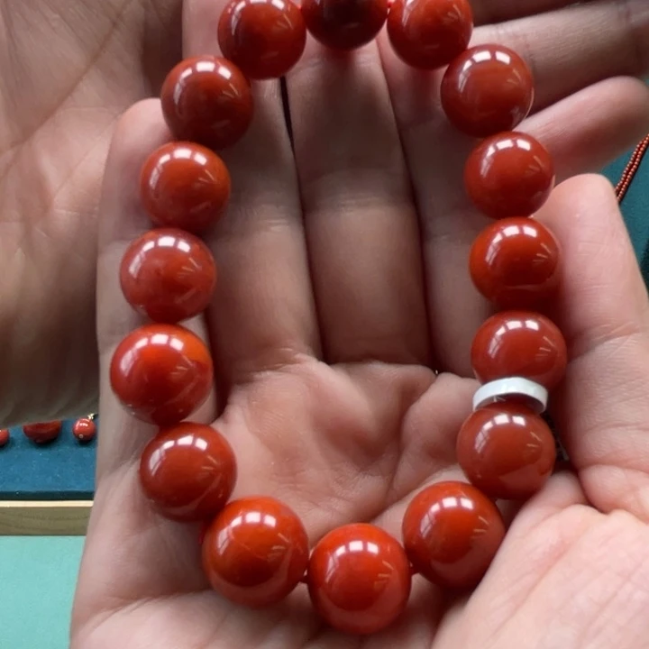 南红玛瑙锦红13.5m未镶嵌