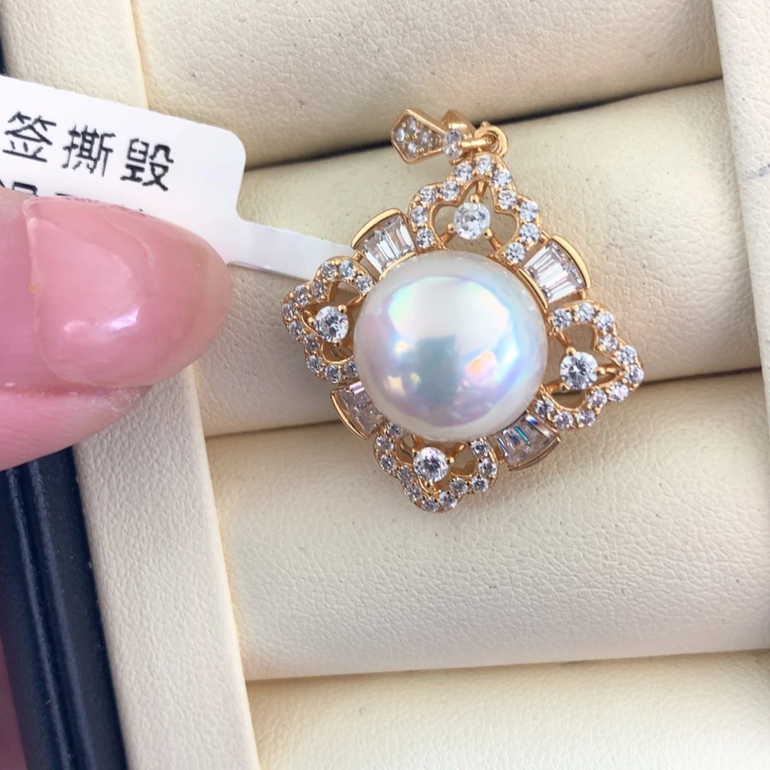 银S925镶嵌颈饰拼合珍珠（马贝珠）