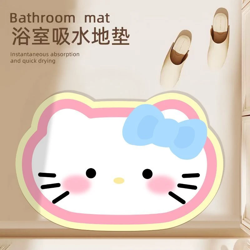 凯蒂猫地毯家用硅藻泥入户门垫浴室吸水防滑地垫卫生间脚踏垫垫子