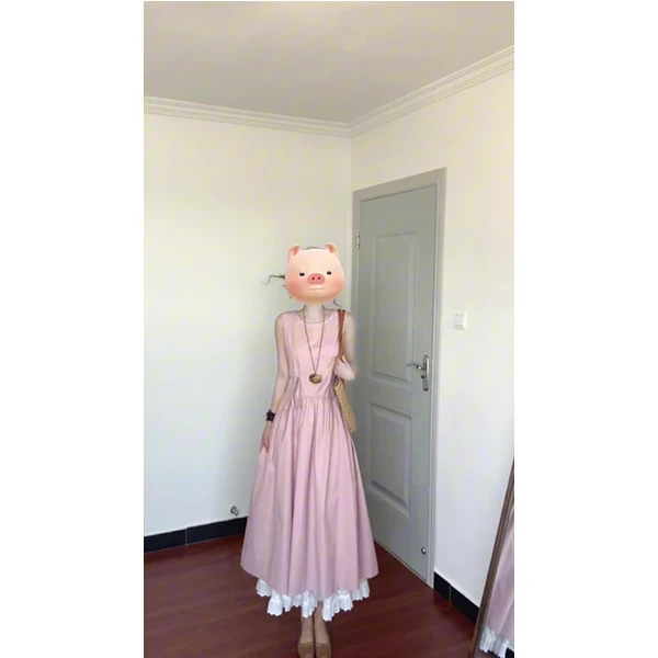 温柔风甜美气质粉色背心连衣裙子女夏2025新款小个子法式无袖长裙