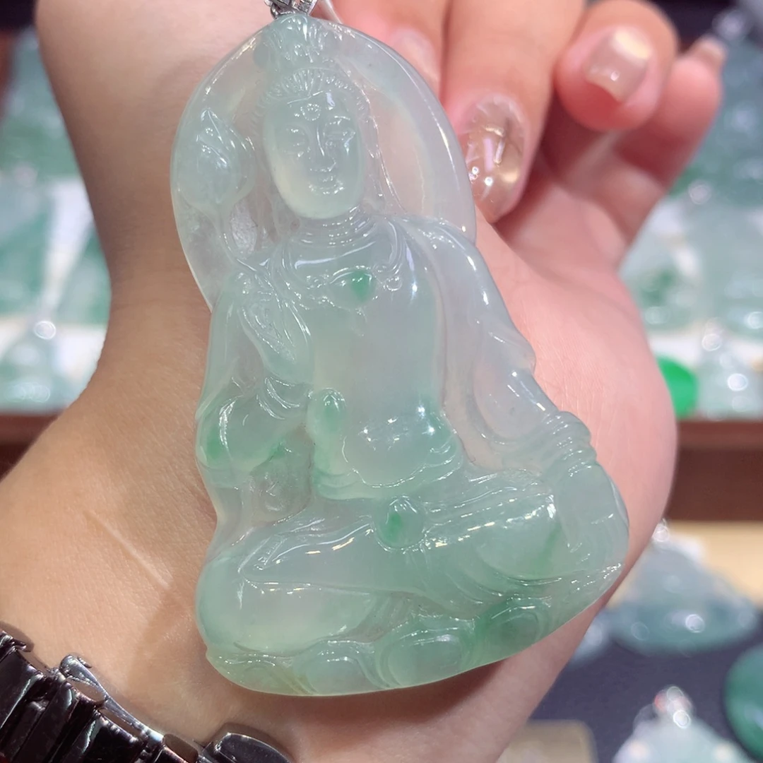 吊坠(不含链)18K金镶嵌翡翠
