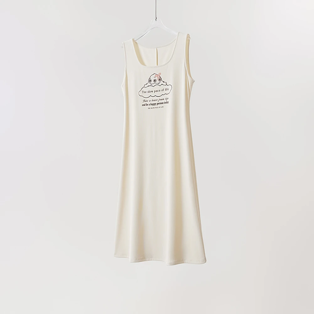 时然微胖大码女装胖妹妹印花可爱百搭遮肉显瘦连衣裙女5247