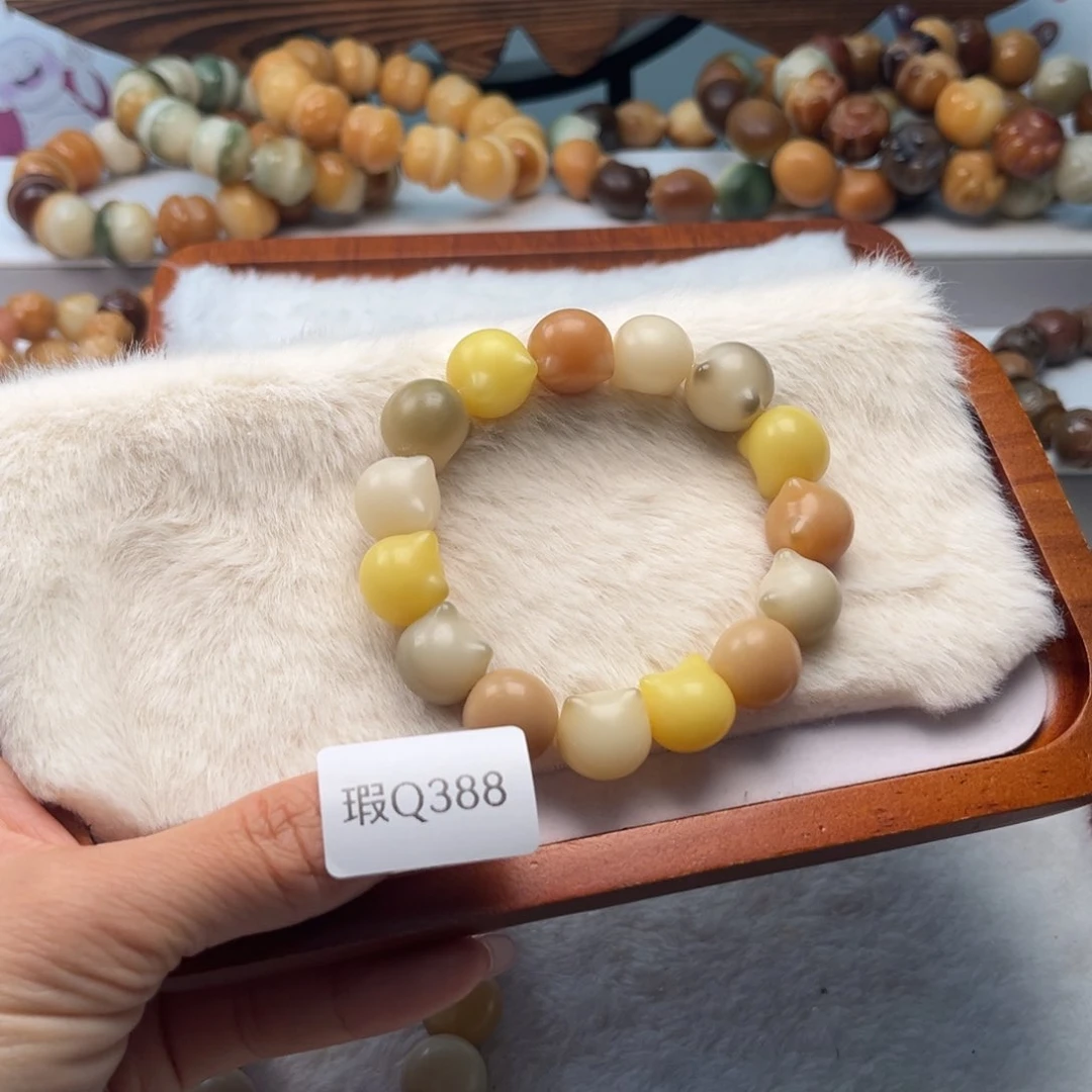 菩提根/象牙果手串14猫头瑕Q388
