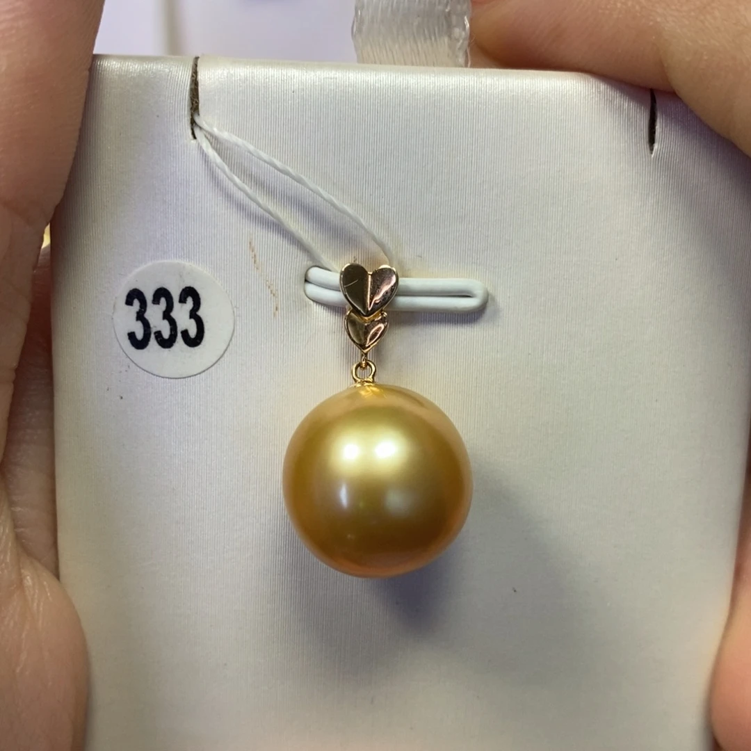18K金镶嵌海水珍珠吊坠(不含链)13.1mm