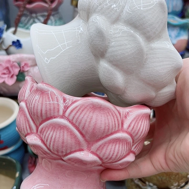 多肉绿植陶瓷花盆9.9包邮，有孔