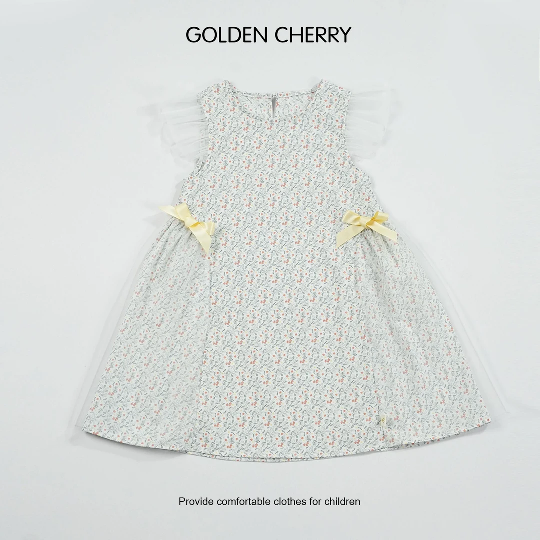 【金樱桃Golden cherry】小童碎花满印双蝴蝶结洋气连衣裙JYT2263