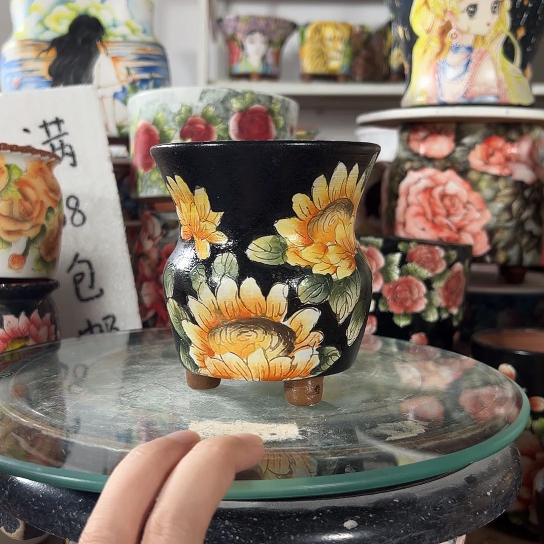 景德镇手绘花盆幸运花盆