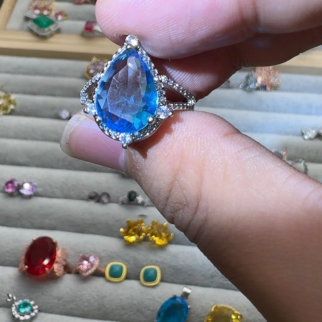 水晶戒指银S925镶嵌