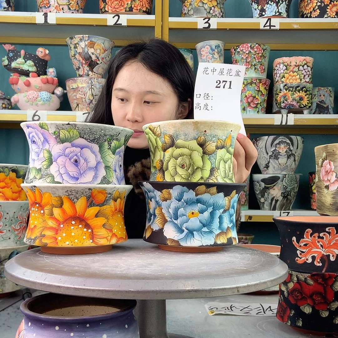 艾***子陶景德镇手工花盆271